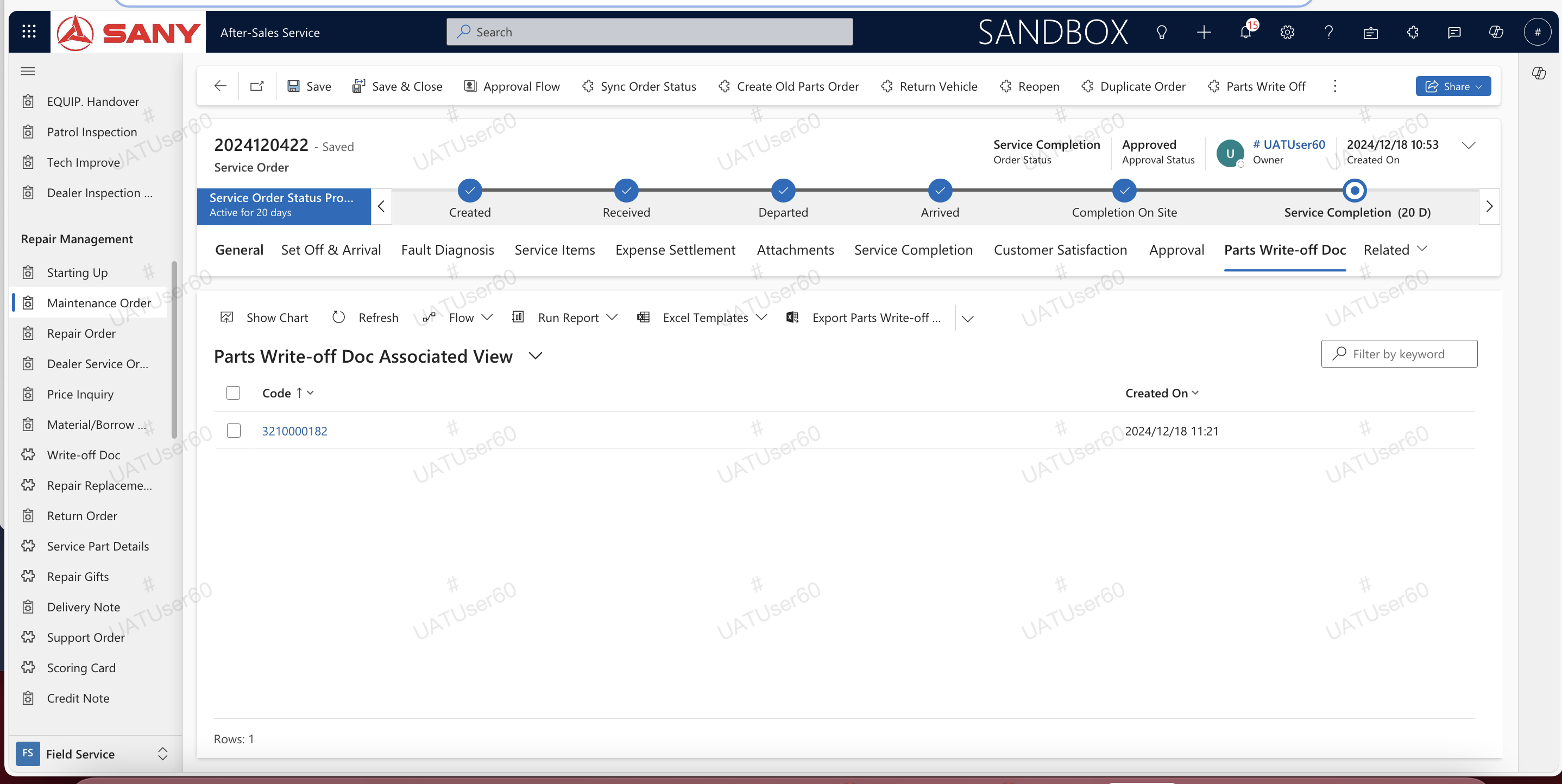 Parts Write Off | My CRM Help